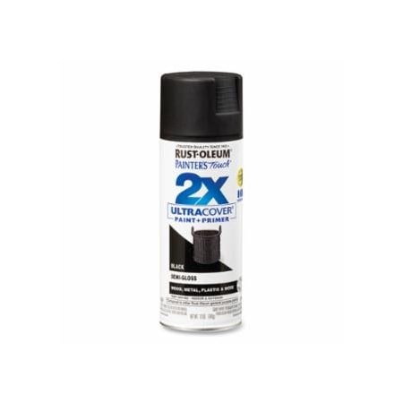 Rust-Oleum Painter's Touch 2X Ultra Cover Ultra Cover Semi-Gloss Spray Paint, 12 oz, Black, 6PK 647-334097