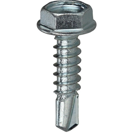 Dottie Self-Drilling Screw, #10-16 x 1 in, Zinc Plated Steel Flange Hex Head External Hex Drive, 100 PK TEKHW101