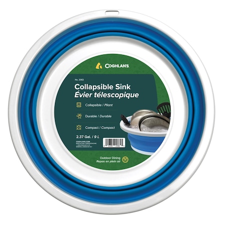 Coghlans Blue/White Collapsible Sink 5.5 in. H X 14.76 in. W X 14.76 in. L 2.4 gal 2082