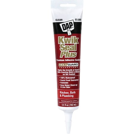 Dap Kwik Seal Plus 5.5 Oz. Clear Premium Kitchen & Bath Adhesive Sealant 7079818546