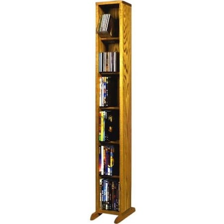 Wood Shed The Wood Shed Solid Oak 6 Row Dowel DVD Cabinet Tower Capacity 80 DVD's Honey Oak Finish 615
