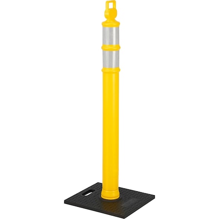 Global Industrial Reflective Delineator Post with Square Base, 49"H, Yellow 670800