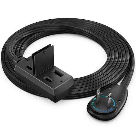 Maximm 5ft 2-Prong 360 degrees Flat Plug Extension Cord, Compact UL, Black ADW-90A-23F05-16B0