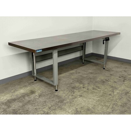 Stackbin Hand Crank Workbenches, 96"W, Adj.H, 1000lb S9630-4000-GY