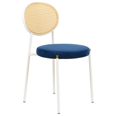 Leisuremod Euston Dining Chair with Velvet Seat and White Steel Frame in Navy Blue ECW17NBU