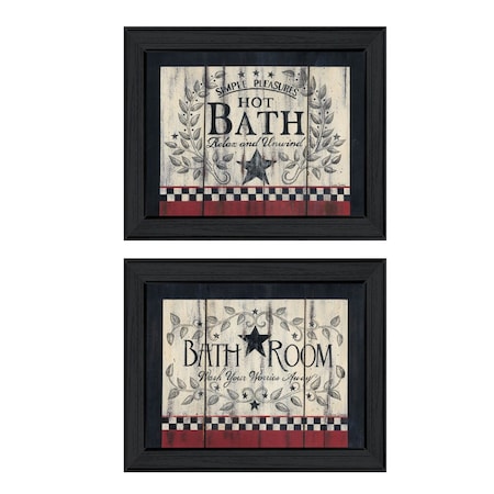 Homeroots Set Of Two Hot Bath 7 Black Framed Print Bathroom Wall Art, 2PK 405910