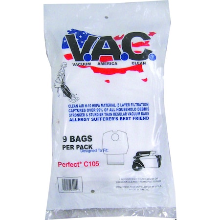 Vacuum America Clean Perfect C105 H-10 HEPA Filtration, 9PK VAC 4
