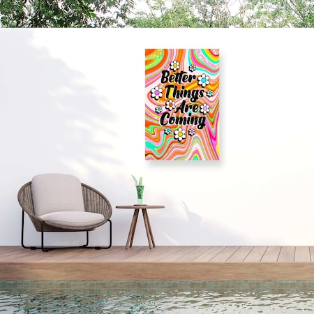 Trademark Fine Art Outdoor Canvas Art Jess Stempel Better Things Wall Art for Patios, or Gardens GRL01731-OC1624WR