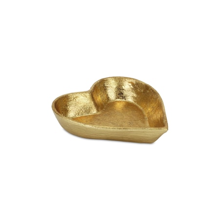 Homeroots 7in Gold Heart Cast Iron Handmade Vanity Tray 483152
