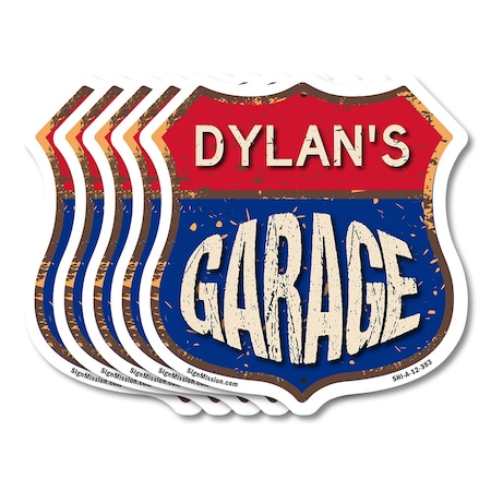Signmission Dylan's Garage, 12 inch X 12 inch, Aluminum Metal Sign, 5PK SHI-A-5Pack-12-383-DYLAN