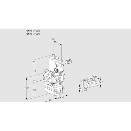 Honeywell Kromschroder Gas Pressure Regulator with Solenoid Valve, 24V DC, DN15, IP65 Rated KS88025174