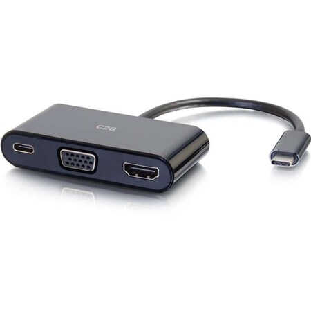 C2G USB C TO HDMI AND VGA ADAPTER CONVERTER WITH POWER DELIVERY - BLACK - USB TO 26884