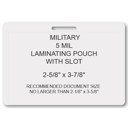 Sircle SircleLam Military Pouches w/Slot- 5 mil, 100PK MIL-05WS