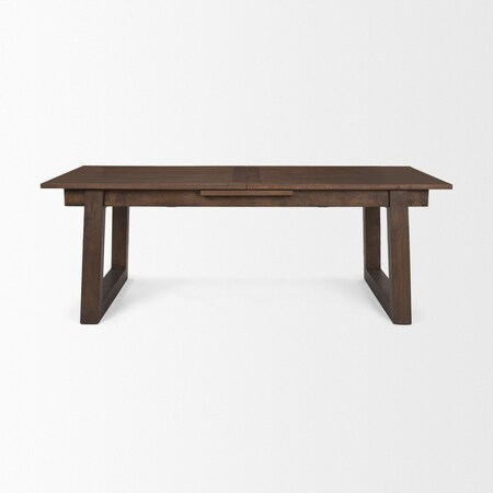 Homeroots 106" Dark Brown Solid Wood Self-Storing Leaf Sled Base Extendable Dining Table 604023
