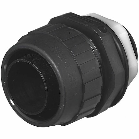 Hubbell Wiring Device-Kellems Conduit Fitting Connector, 1 in, Threaded, Nylon, Black P100NBKA