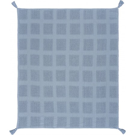 Homeroots 50" X 60" Blue Woven Cotton Throw Blanket with Tassels 516501