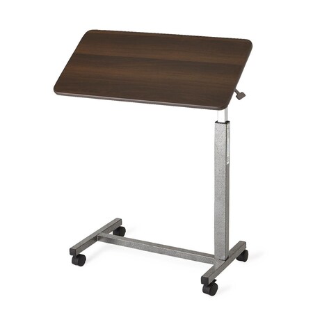 Medline H-Base Overbed Table with 30in x 15in Walnut Tilt Top MDS104950
