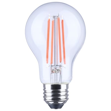Satco 8 Watt LED A19 Straight Filament Red Light Glass 120 Volt S14384