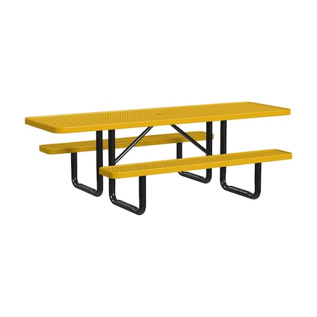 Leisure Craft 8 FT ADA Accessible Outdoor Picnic Table with 2 Bench Seats, Yellow T8XPP-ADA-YELLOW