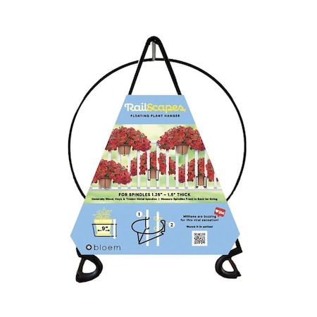 Bloem RailScapes Series Floating Plant Hanger, 11-1/2 in L, 6 in H, Metal, Black, Rail RST1-12