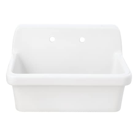 Kingston Brass 30" Ceramic Single Bowl Wall Mount Kitchen Sink with Strainer, Glossy White GPKWS301918