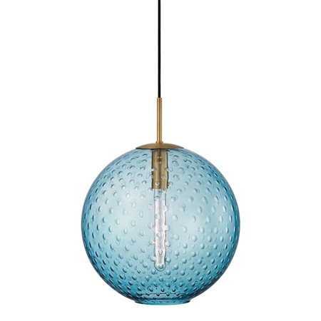 Hudson Valley Lighting Rousseau 1 Light Pendant 14.25 In. Aged Brass/Blue 2015-AGB-BL