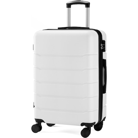 Simple Deluxe 28 Inch Hardside Carry On Luggage, Suitcase with Double Spinner Wheels and TSA Lock, Hard Shell Sui 3A88APLUGG28ABSWHT