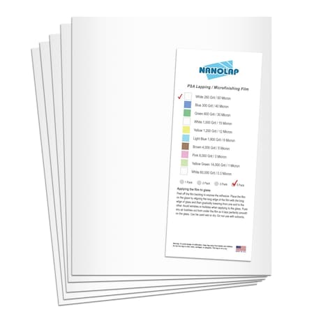 Nanolap PSA Lapping Film, 5 Pc 60 Micron (260 Grit), 8-0.5 in x 11 in Microfinishing Fine Sanding Paper 61615N