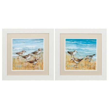 Homeroots 19" X 19" White Frame Sandpipers, Set Of 2, 2PK 365252