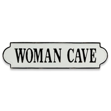 Homeroots 8" X 32" White and Black Woman Cave Metal Wall Decor 487528