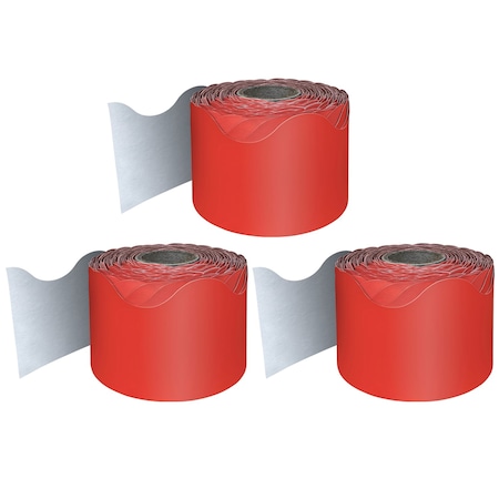 Carson Dellosa Red Rolled Scalloped Border, 65 Feet Per Roll, 3PK 108465
