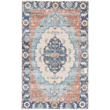 Safavieh Saffron Hand Loomed Small Rectangle RugBlue & Coral 3 x 5 ft. SFN585A-3