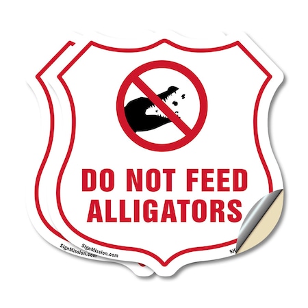 Signmission Alligator Warning Shield Sign Do Not Fee, 18 inch X 18 inch, Vinyl Decal, 2PK SHI-D-2PACK-18-355
