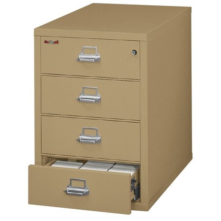 Fireking 4 Drawer, 1 Hr Fire, Vertical, 25" wide for Card Check & Notes Sand 4-2536-CSA