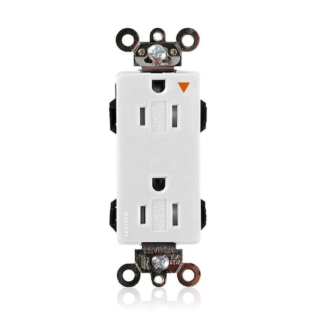 Leviton Straight Blade Receptacle, 5-15R, 15 A, 125V AC, Surface Mount, Isolated Ground MT162-IGW