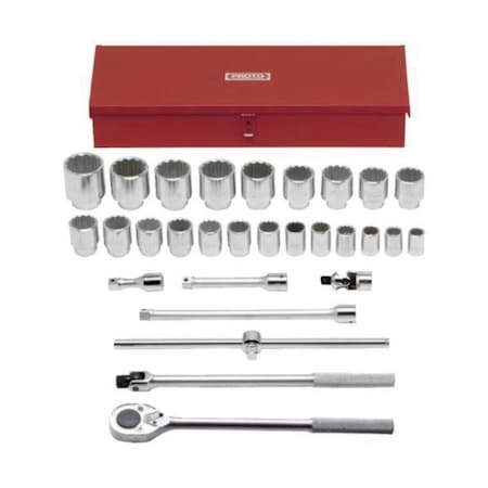 Proto SOCKET SET, ASME B107.1/B107.500, 12 POINTS, 3/4 IN DRIVE, 29 PIECES, INCLUDED SOCKET J55104a