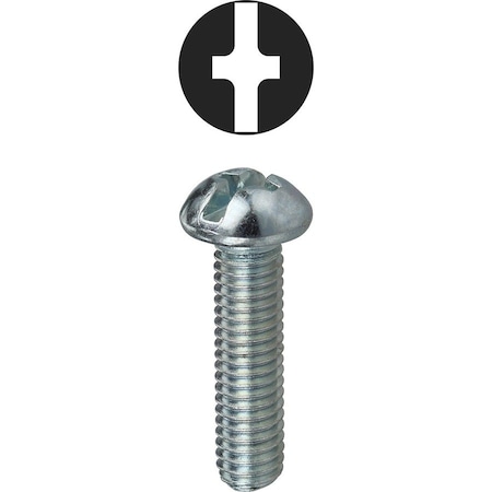 Dottie #8-32 x 1/2 in Combination Phillips/Slotted Round Machine Screw, Zinc Plated Carbon Steel, 100 PK RMC83212