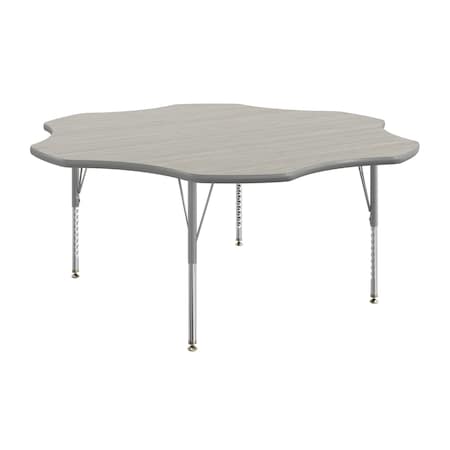 Flash Furniture Wren 60 in Flower Adjustable Height Activity Table, Thermal Laminate Top, Short Legs, Light Gray XU-A60-FLR-LTGRY-T-P-GG