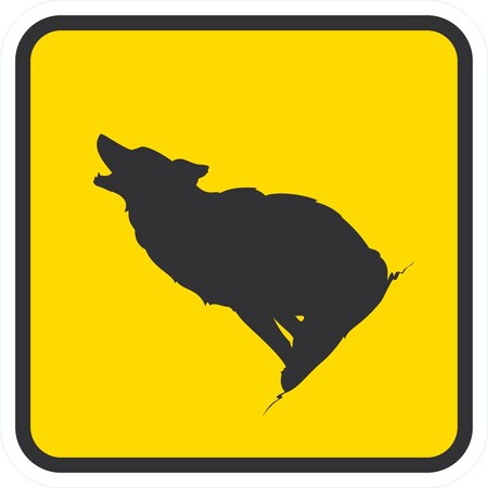 Lyle Coyote Crossing Symbol, 12x12, Engineer Grade, Yellow G-2031-EG_12x12