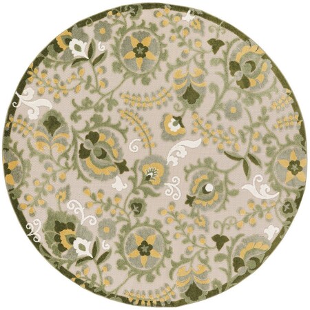 Homeroots 8' Ivory Green And Yellow Round Floral Indoor Outdoor Area Rug 548065