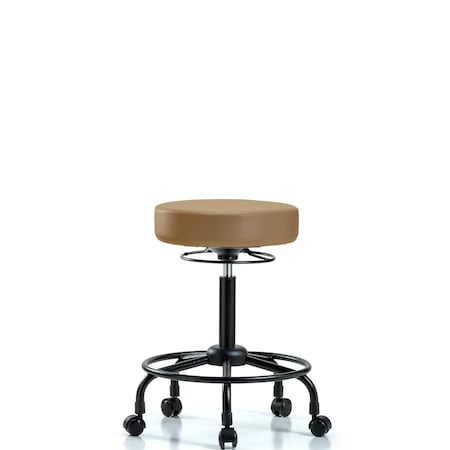 Blue Ridge Ergonomics Bench Stool, Med, Vinyl, RT, Casters, Taupe BR-VMBSO-RT-RC-8584
