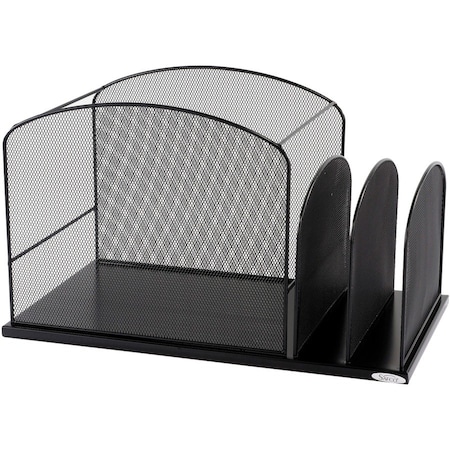 Safco Letter Tray/File Holder, Black, Steel, 19 1/4 in W, 11 1/2 in L, 11 1/2 in H 3259BL