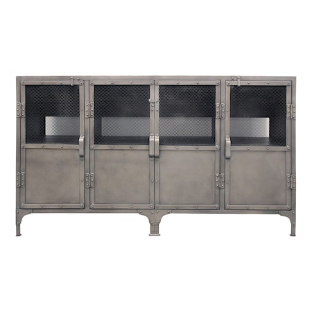 Homeroots 61in Gray Metal Enclosed Storage TV Stand 489500