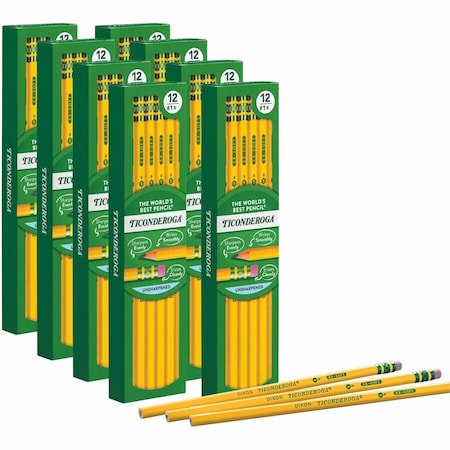 Dixon Ticonderoga Ticondroga, PENCILS, HB #2, BLACK LEAD, YELLOW BARREL, 96PK 13872