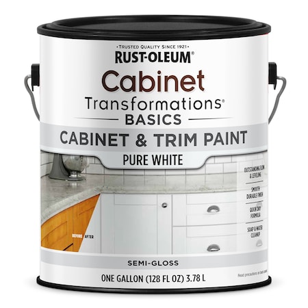 Rust-Oleum Cabinet Transformations Basics Cabinet and Trim Paint , Pure White, Semi-Gloss, 1 Gallon 369864