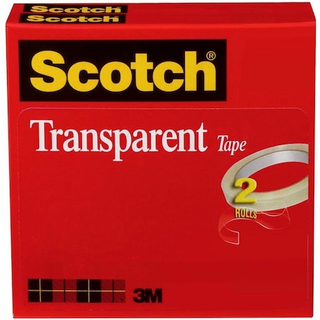 3M Transparent Tape, 1/2 x 2592 in., PK2 600-2P12-72