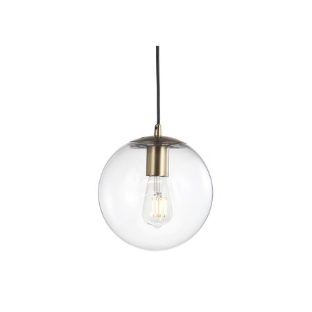 Jonathan Y Bleecker 7.75" Metal/Glass Globe LED Pendant, Clear/Brass JYL9528C