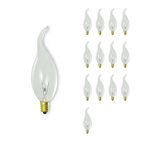 Bulbrite Incandescent CA11 Candelabra Screw Base E12 Light Bulb, 25 Watt, Clear, 14PK 861162