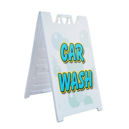 Signmission Car Wash, A-Frame & 2 Sign Inserts, Heavy-Duty Plastic Frame SBHD-C-2436-Car Wash