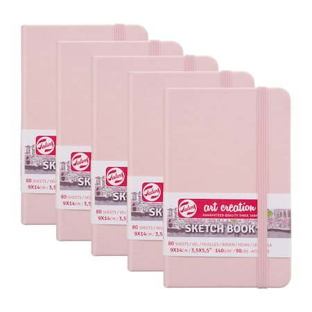Talens Art Creation Sketchbook, 80 Sheets, 90lbs, Pastel Pink Cover, 3.5'' x 5.5'', 5PK 9314011M